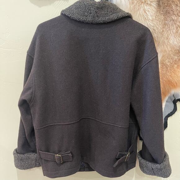 Braeton Small Wool Jacket Sherpa Collar Cuffs Western Mountains Fuzzy Chore Work - Picture 2 of 6